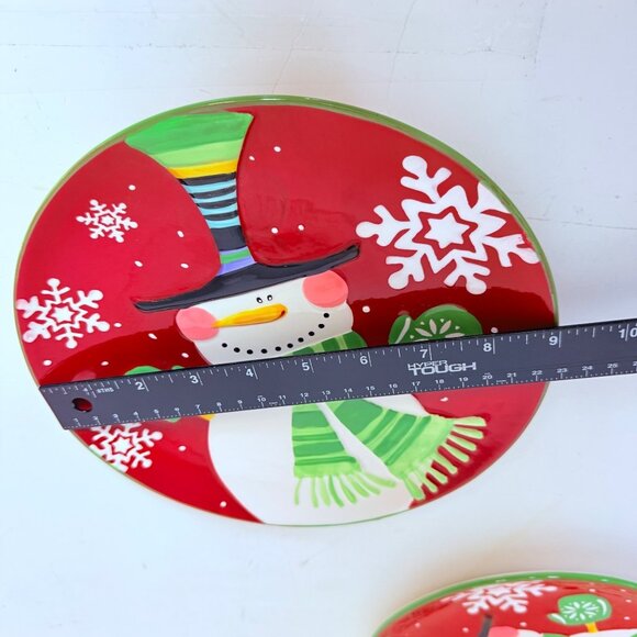 Pier 1 Imports Jolly Holiday Snowman Collection Dessert Plate Set of 2 Christmas - Picture 12 of 16